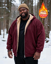 Big & Tall Men's Solid Color Velvet Thickened Zip Cardigan Hoodie